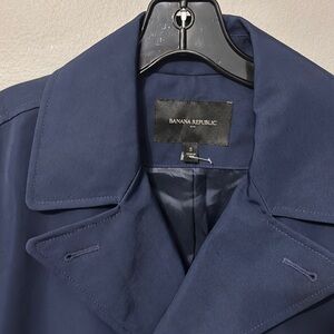 Banana Republic Men's Navy Double-Breasted water repellant coat